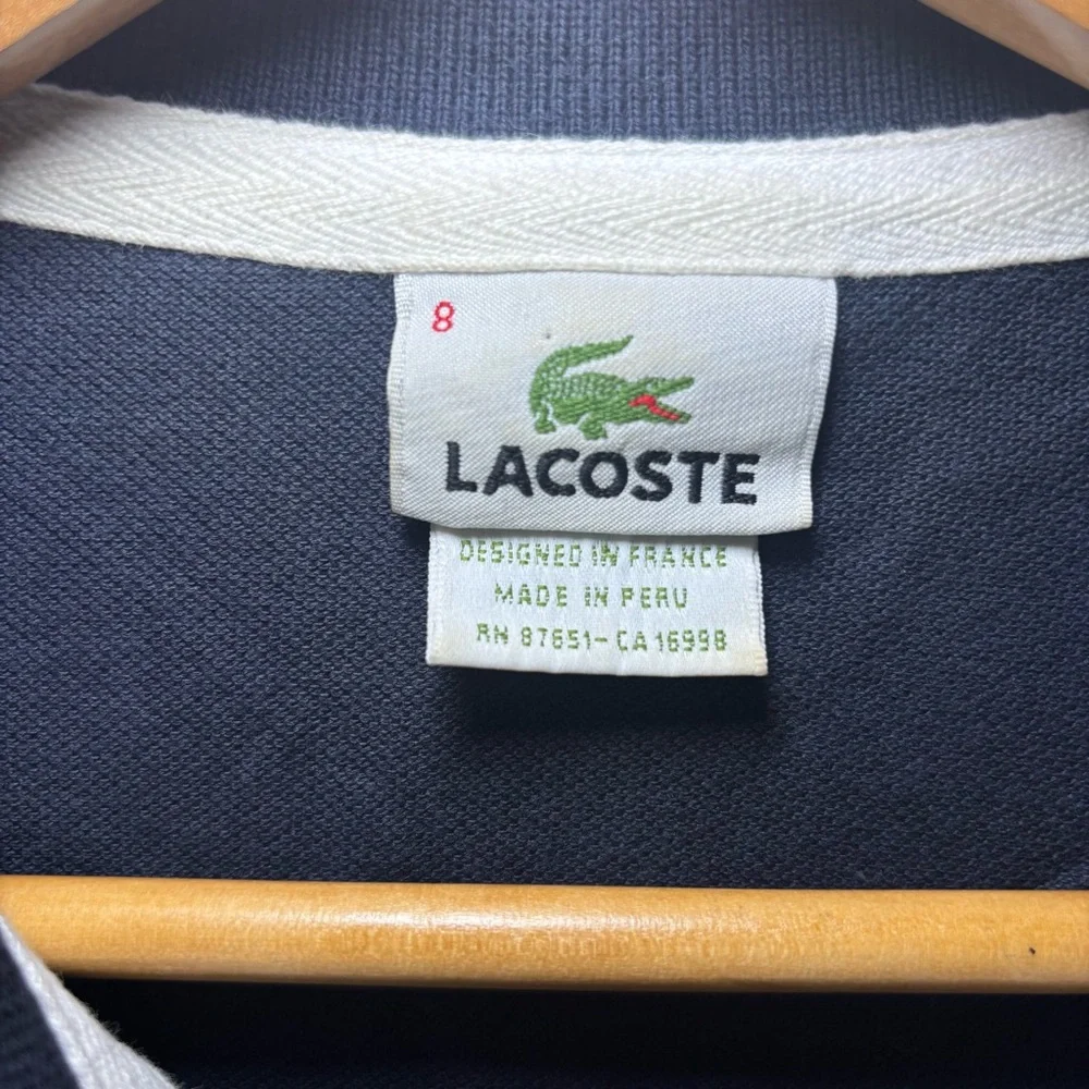 LACOSTE Mens Polo Shirt Size 8 3XL Navy Blue Cotton Quiet Luxury Golf Career - Picture 4 of 12